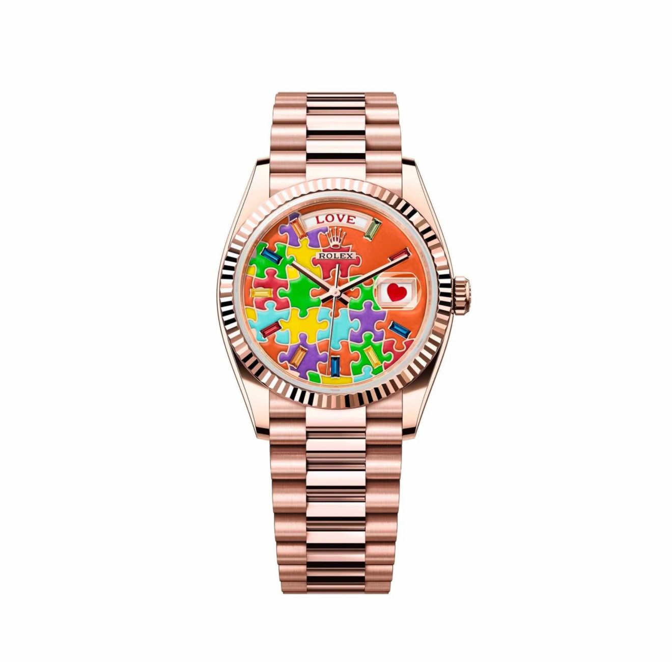 RLX Day-Date 36 128235 'Emoji Puzzle' Rose Gold