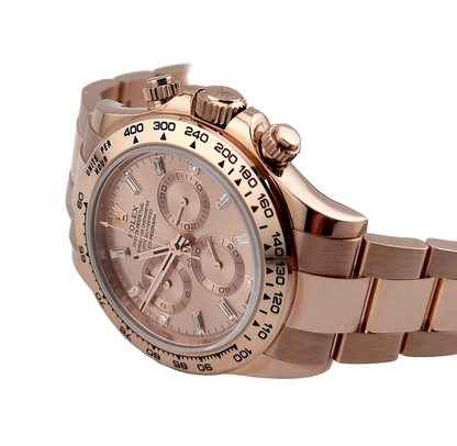 RLX Daytona 116505 Rose Gold Sundust Diamond Baguette Dial