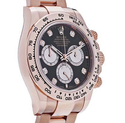 RLX Daytona 126505 Rose Gold Black Diamond Dial