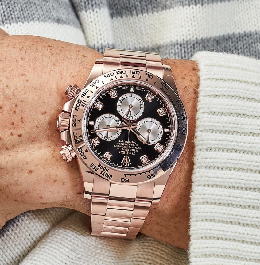 RLX Daytona 126505 Rose Gold Black Diamond Dial