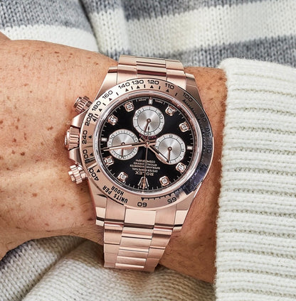 RLX Daytona 126505 Rose Gold Black Diamond Dial