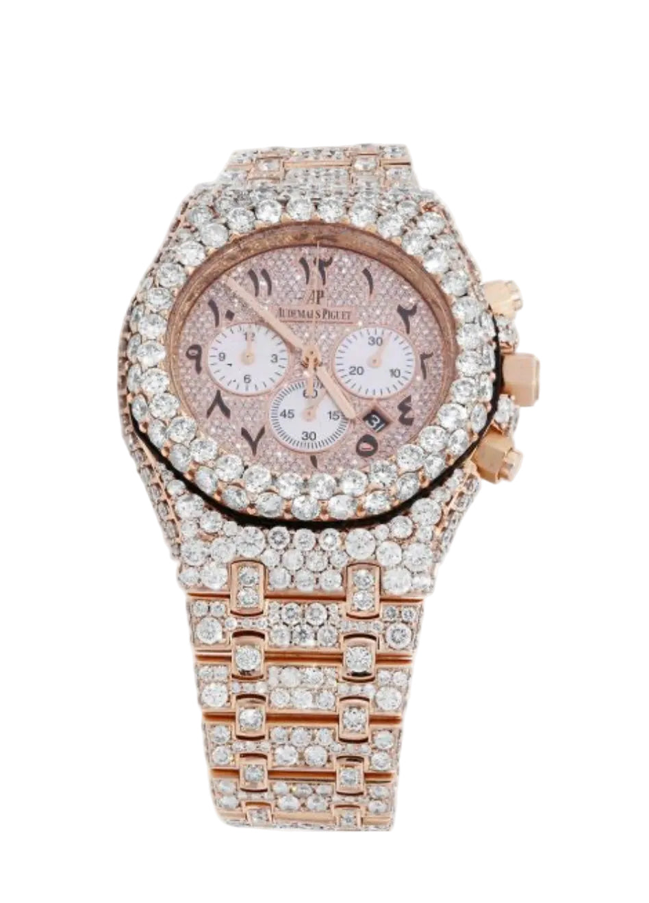 AP 18K Rose Gold Royal Oak 41MM VVS Lab Diamond Watch 37CT
