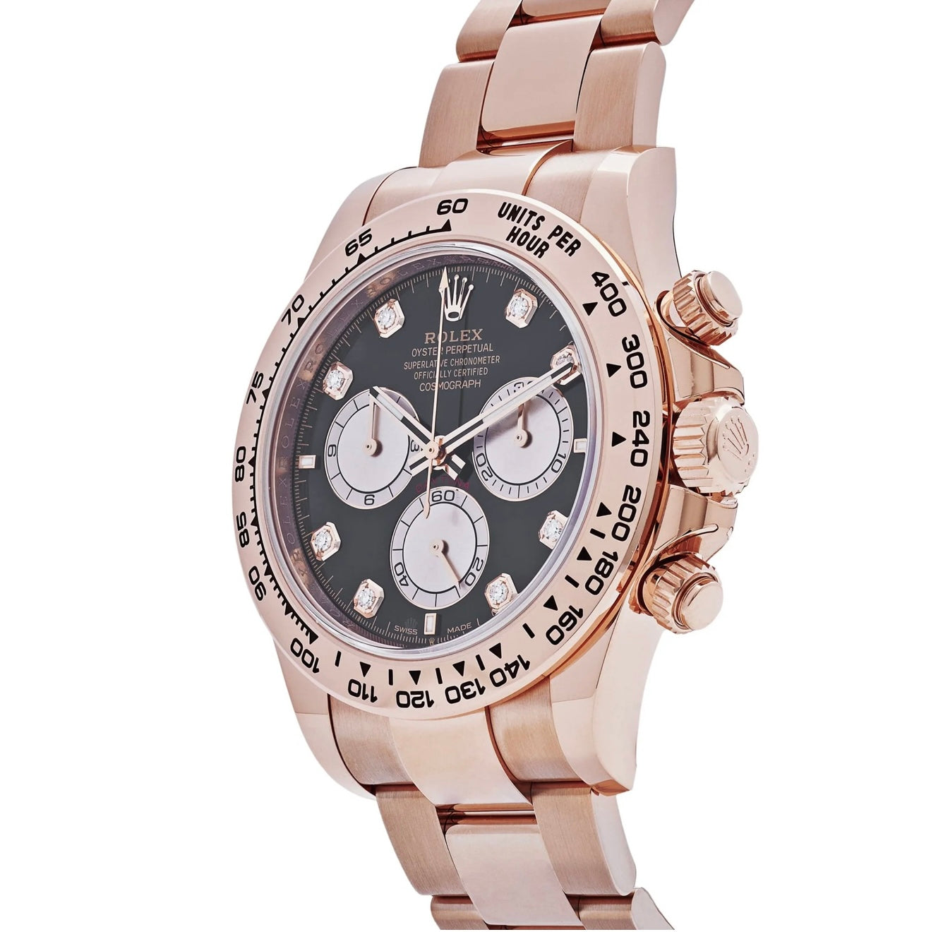 RLX Daytona 126505 Rose Gold Black Diamond Dial