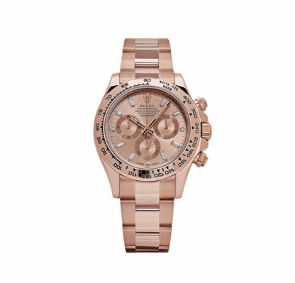 RLX Daytona 116505 Rose Gold Sundust Diamond Baguette Dial