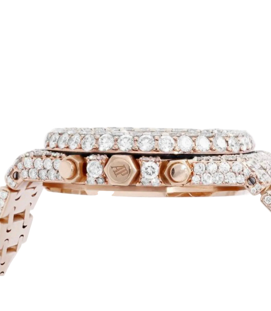AP 18K Rose Gold Royal Oak 41MM VVS Lab Diamond Watch 37CT