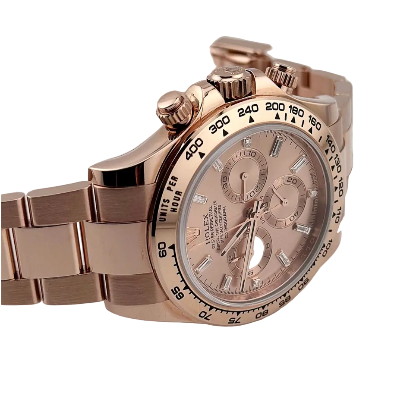 RLX Daytona 116505 Rose Gold Sundust Diamond Baguette Dial