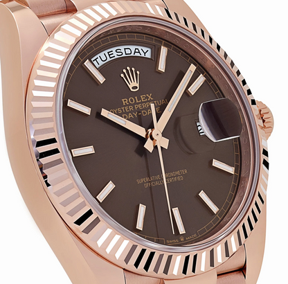 RLX Day-Date 40 Reference 228235 Rose Gold Chocolate Dial