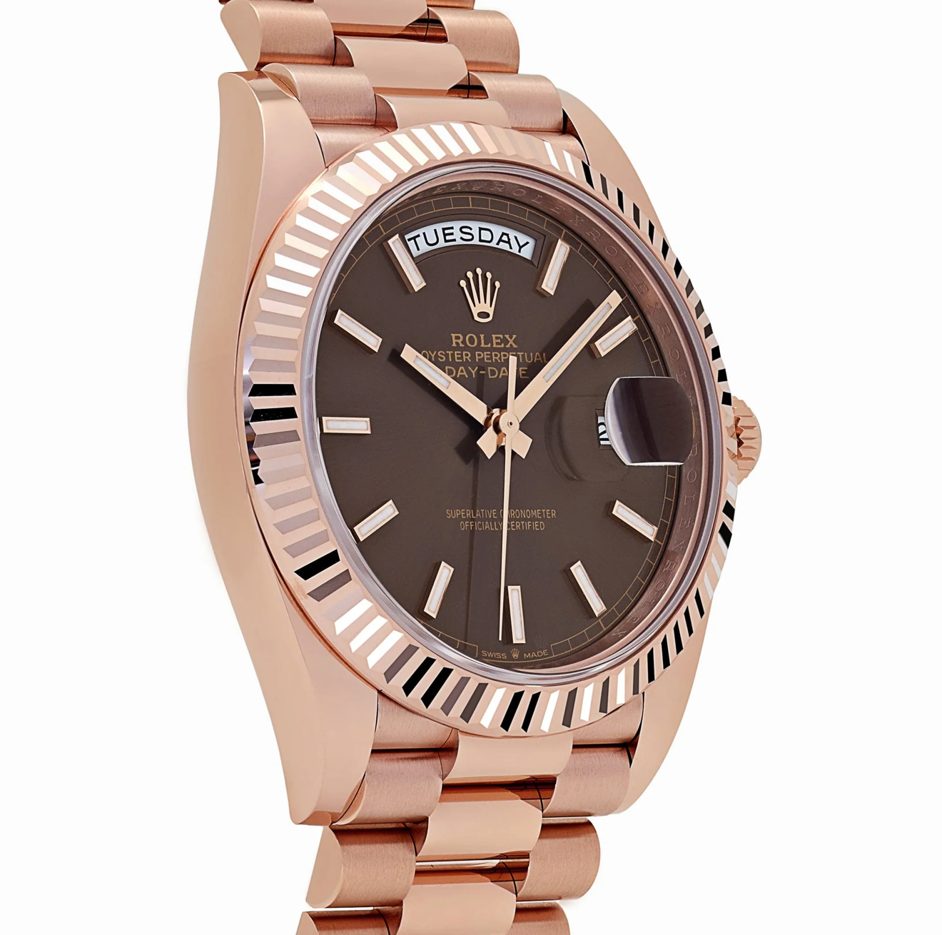 RLX Day-Date 40 Reference 228235 Rose Gold Chocolate Dial