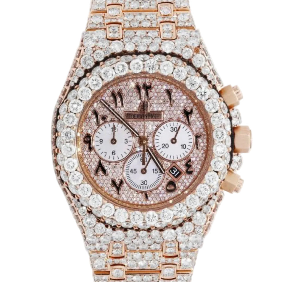 AP 18K Rose Gold Royal Oak 41MM VVS Lab Diamond Watch 37CT