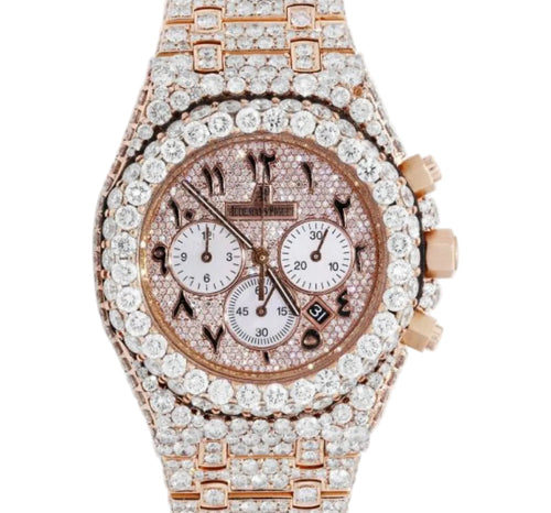 AP 18K Rose Gold Royal Oak 41MM VVS Lab Diamond Watch 37CT