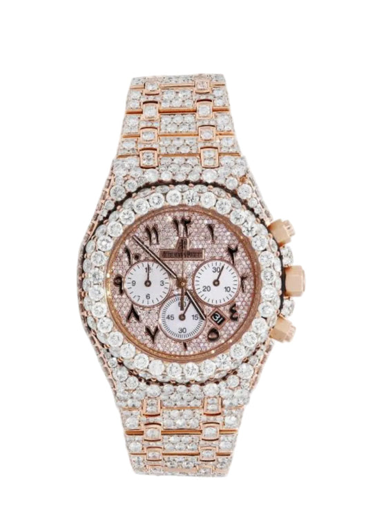 AP 18K Rose Gold Royal Oak 41MM VVS Lab Diamond Watch 37CT
