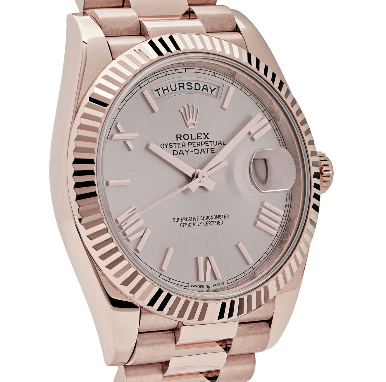 RLX Day-Date 40 228235 Rose Gold Sundust Roman Dial (2023)