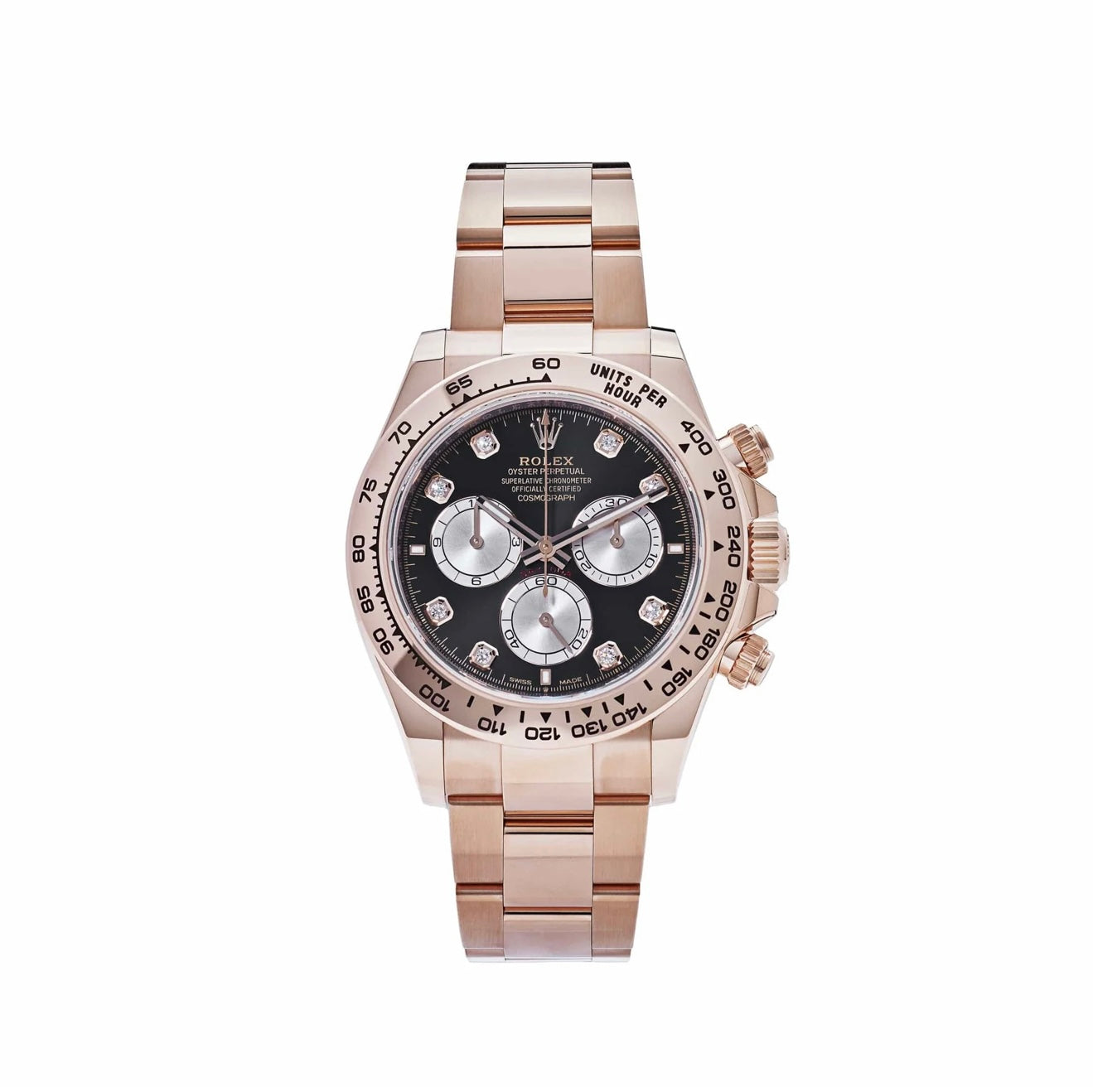 RLX Daytona 126505 Rose Gold Black Diamond Dial
