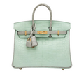 Hermès
Vert D'Eau and Gris Perle Matte Alligator Birkin 25 Gold Hardware