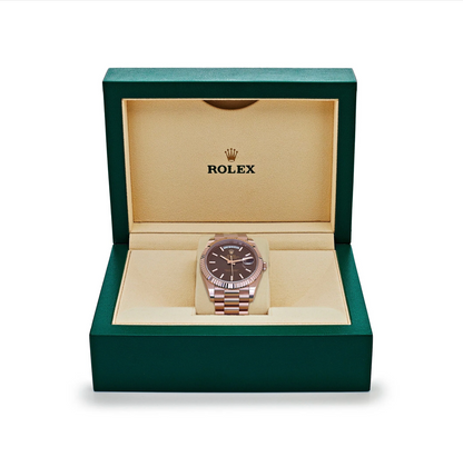 RLX Day-Date 40 Reference 228235 Rose Gold Chocolate Dial