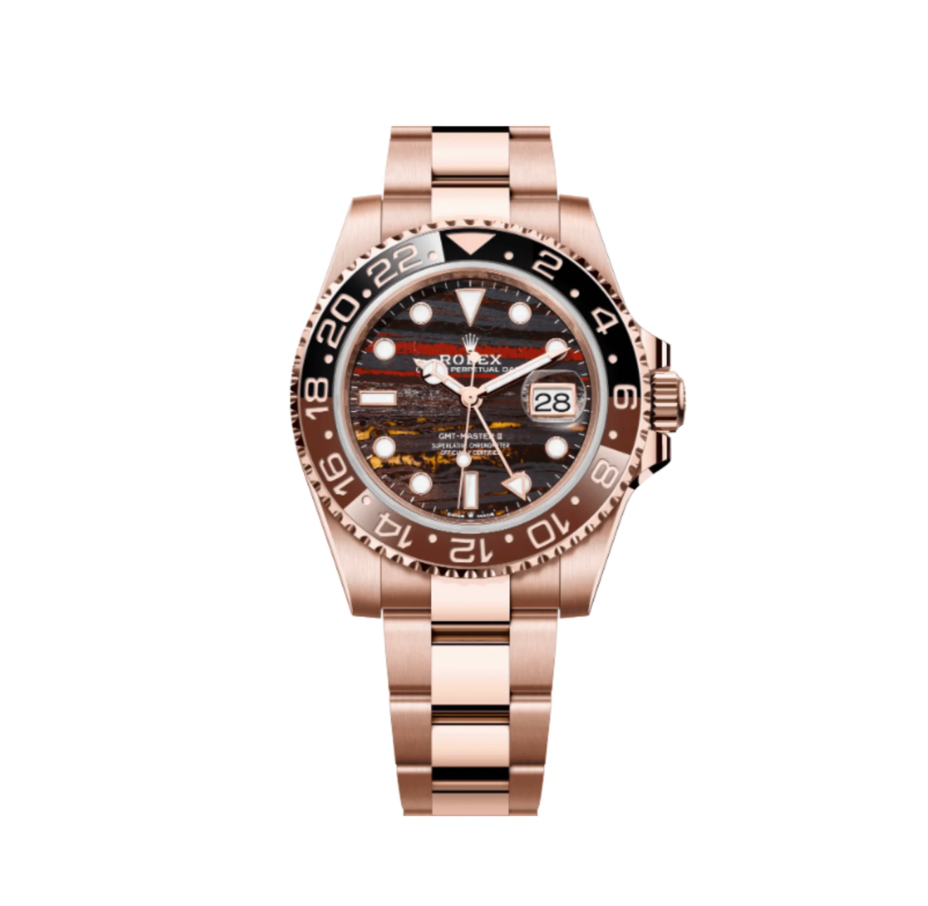 Rolex GMT-Master II 126715CHNR 18K Everose Gold Tiger Iron Dial Oyster Bracelet