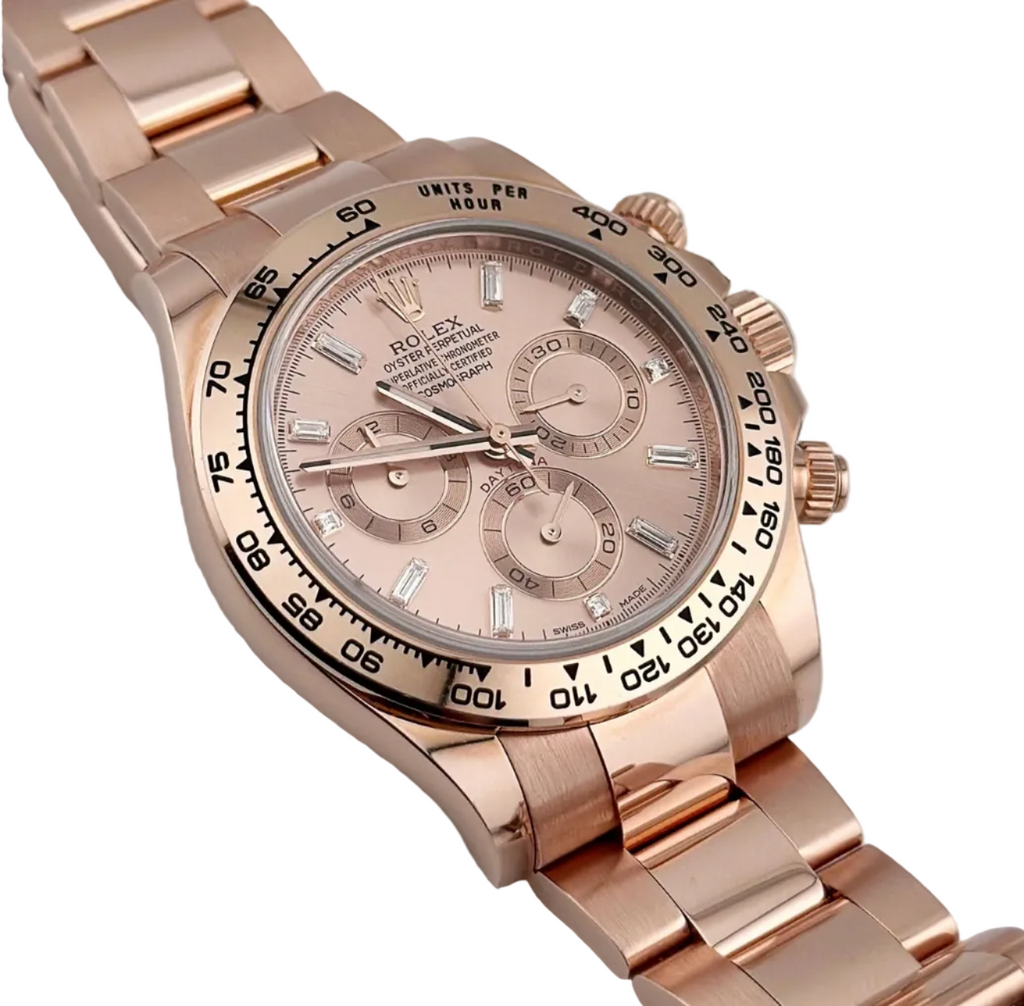 Rolex Daytona 116505 Rose Gold Sundust Diamond Baguette Dial