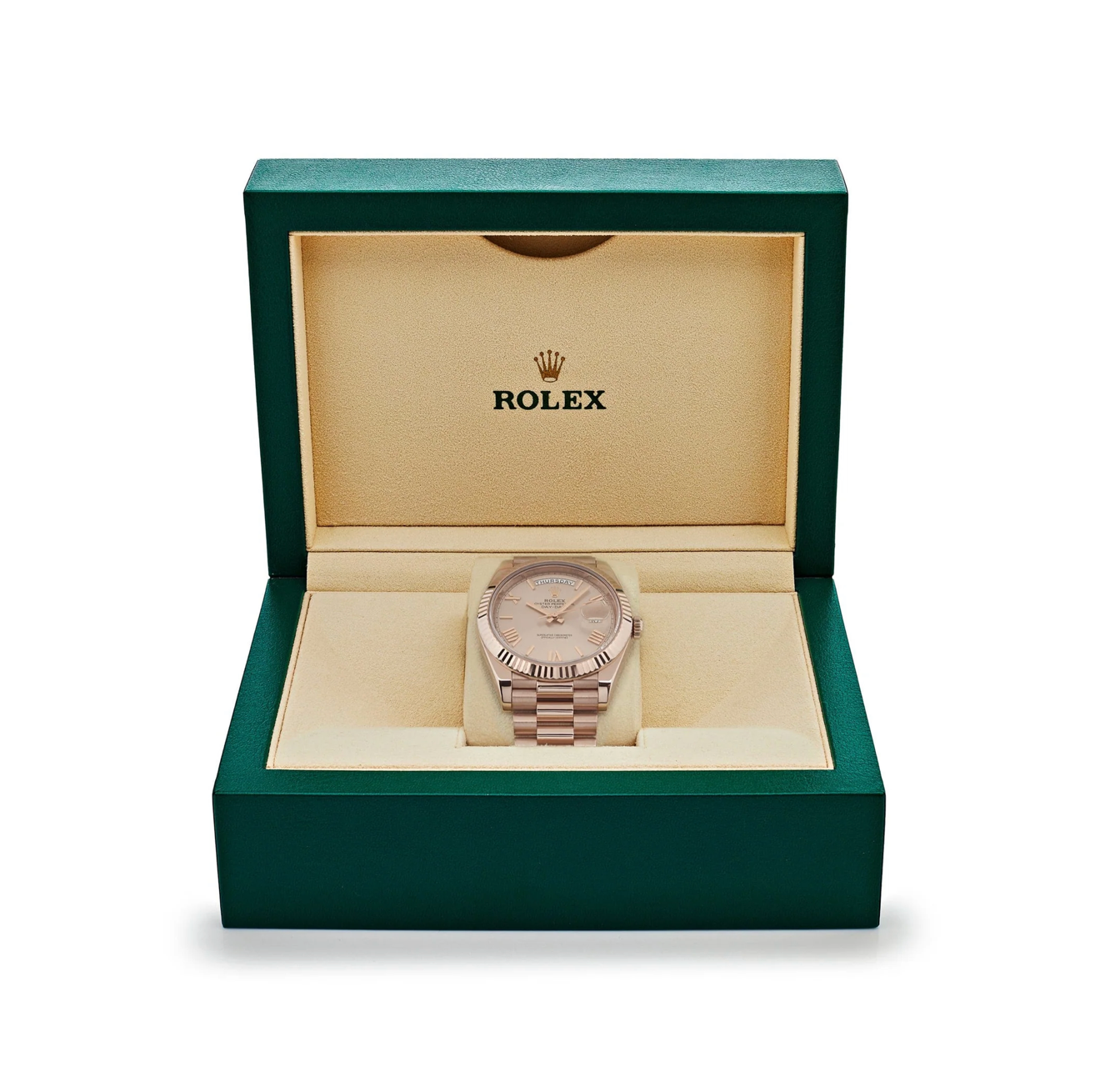 RLX Day-Date 40 228235 Rose Gold Sundust Roman Dial (2023)