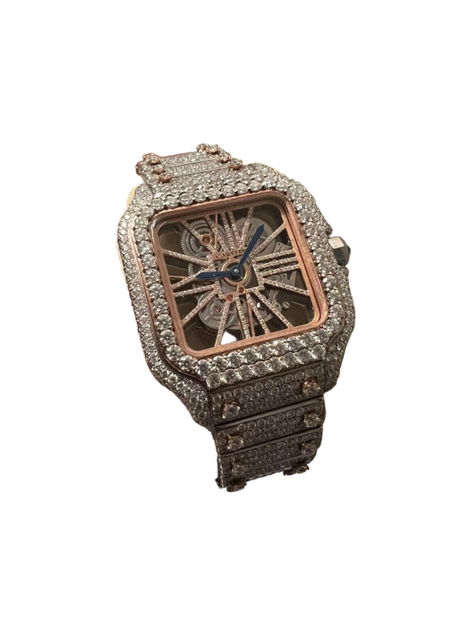 CART SKELETON BUST DOWN FULL VVS1 Lab ROSE GOLD,GOLD,WHITE GOLD WATCH | 40 + CTS💎 | ICED OUT Rose Gold