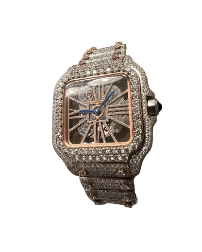 CART SKELETON BUST DOWN FULL VVS1 Lab ROSE GOLD,GOLD,WHITE GOLD WATCH | 40 + CTS💎 | ICED OUT Rose Gold