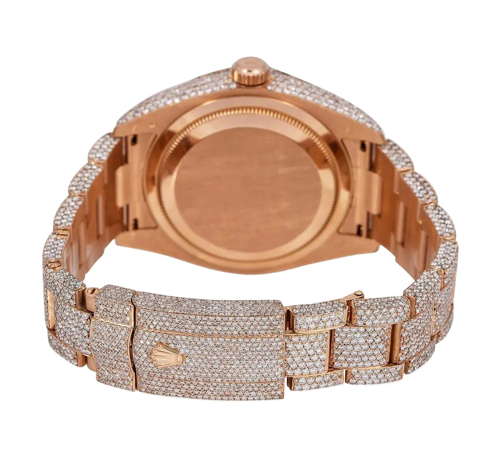 Rolex Sky Dweller 18k Rose Gold With Custom 45 Carat White VS Diamonds