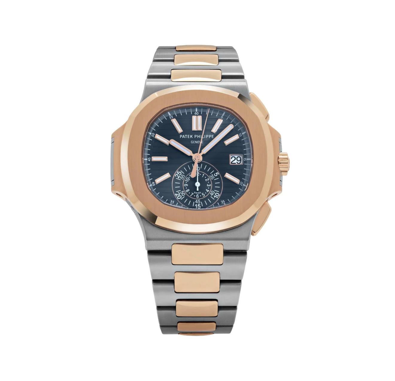 PP Nautilus 5980/1AR-001 Chronograph Stainless Steel Rose Gold Blue Dial