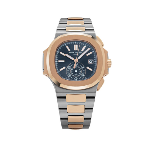 PP Nautilus 5980/1AR-001 Chronograph Stainless Steel Rose Gold Blue Dial