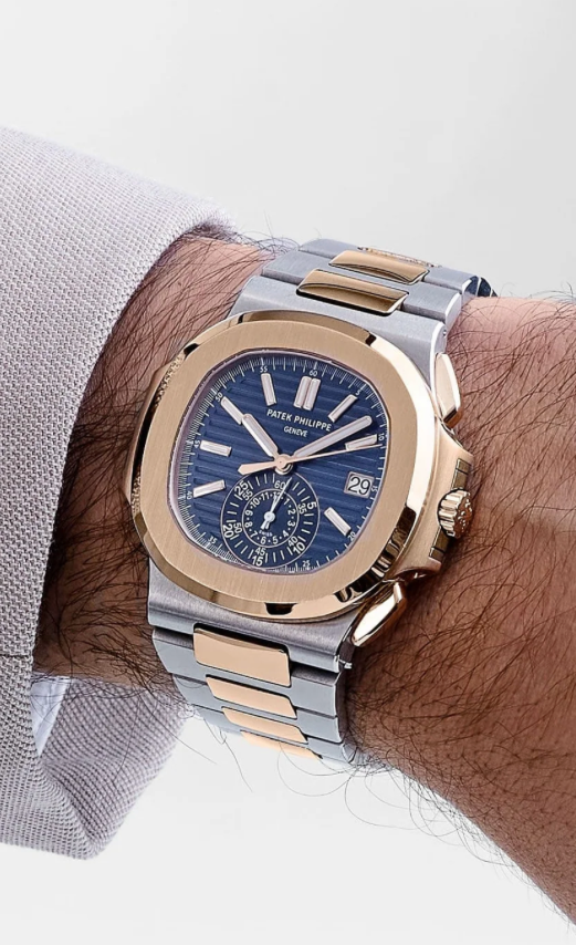 PP Nautilus 5980/1AR-001 Chronograph Stainless Steel Rose Gold Blue Dial