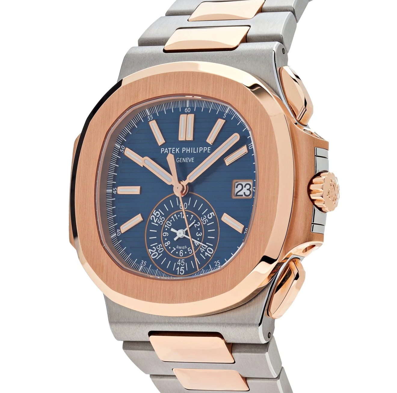 PP Nautilus 5980/1AR-001 Chronograph Stainless Steel Rose Gold Blue Dial
