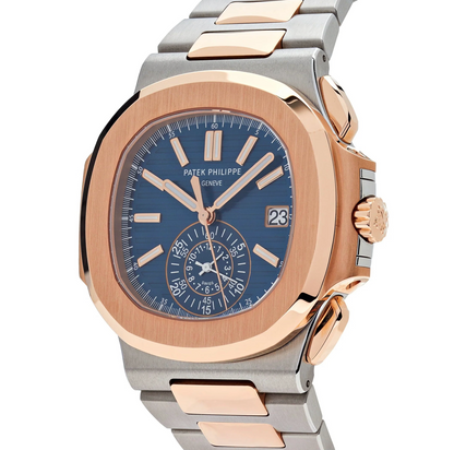 PP Nautilus 5980/1AR-001 Chronograph Stainless Steel Rose Gold Blue Dial