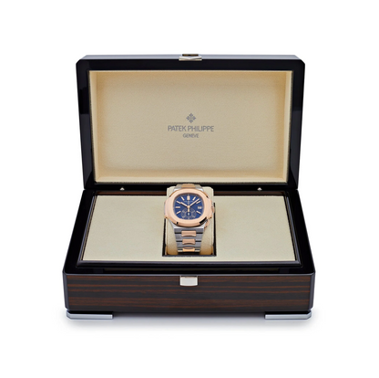 PP Nautilus 5980/1AR-001 Chronograph Stainless Steel Rose Gold Blue Dial