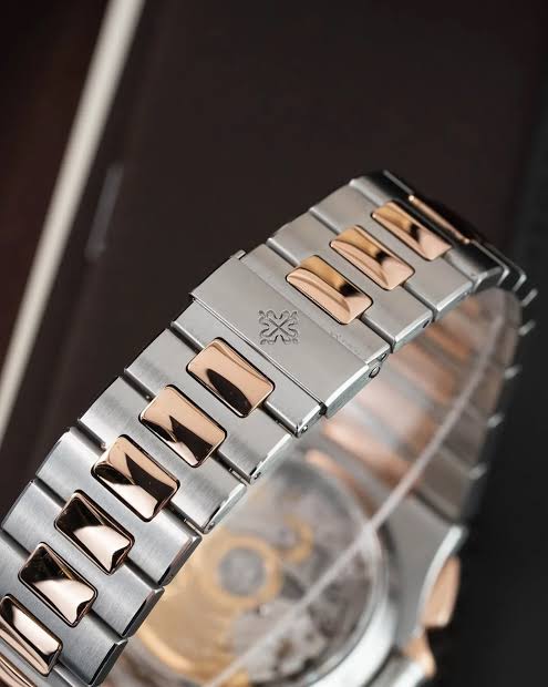 PP Nautilus 5980/1AR-001 Chronograph Stainless Steel Rose Gold Blue Dial