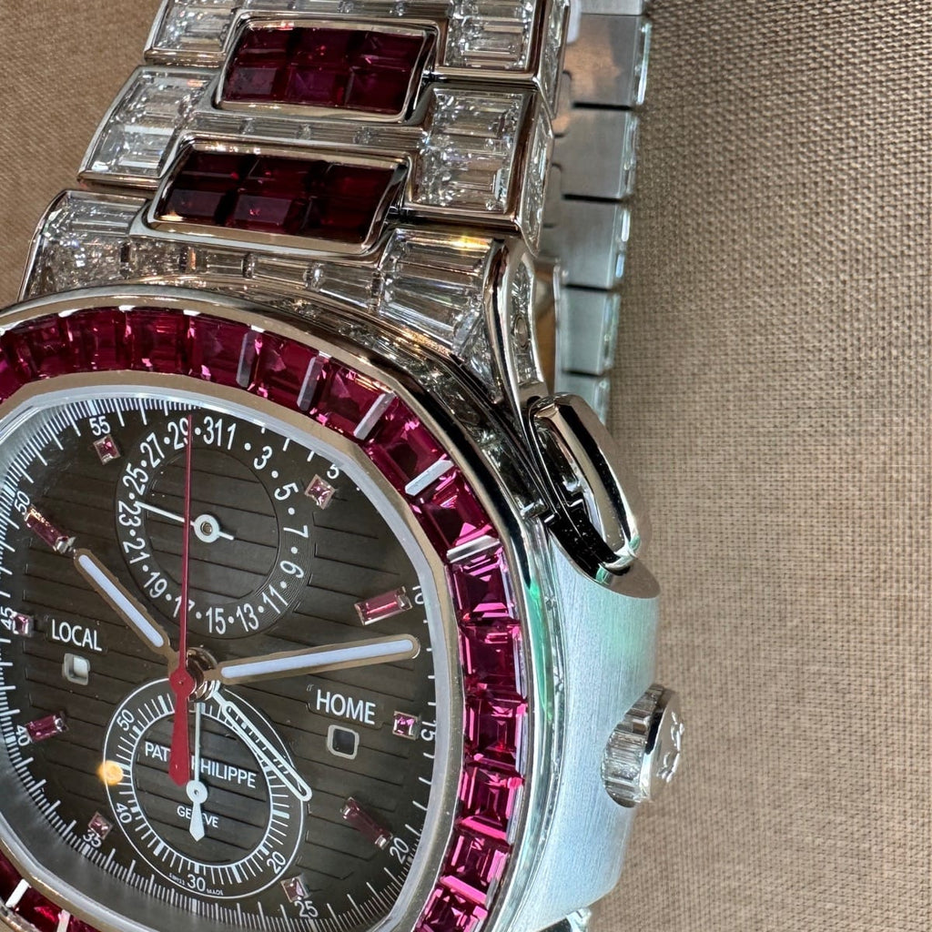 Patek Philippe 5990/1422G Nautilus Travel Time Ruby Gem-Set lab stone