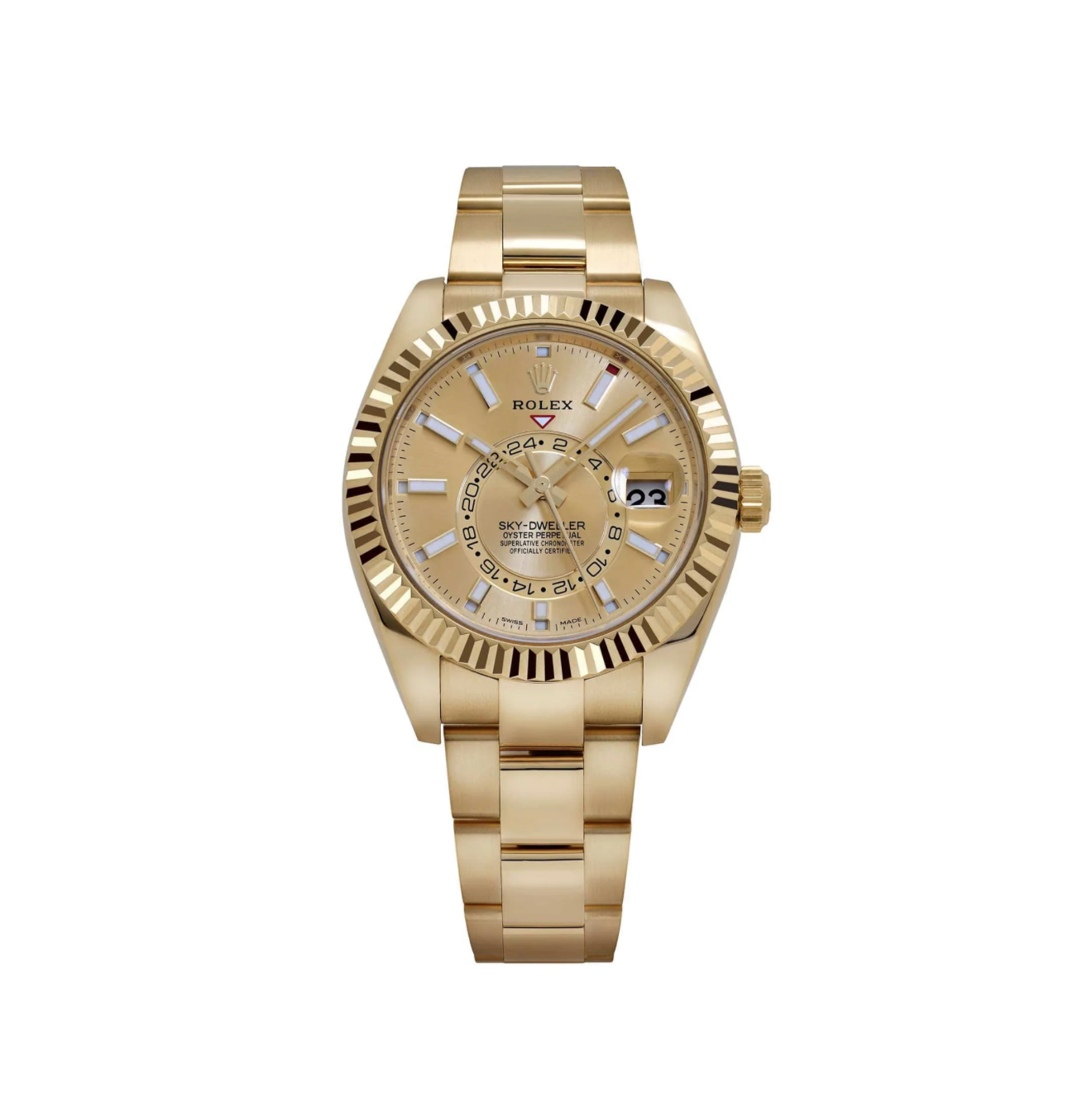 Rolex Sky-Dweller 326938 Yellow Gold Champagne Dial Oyster