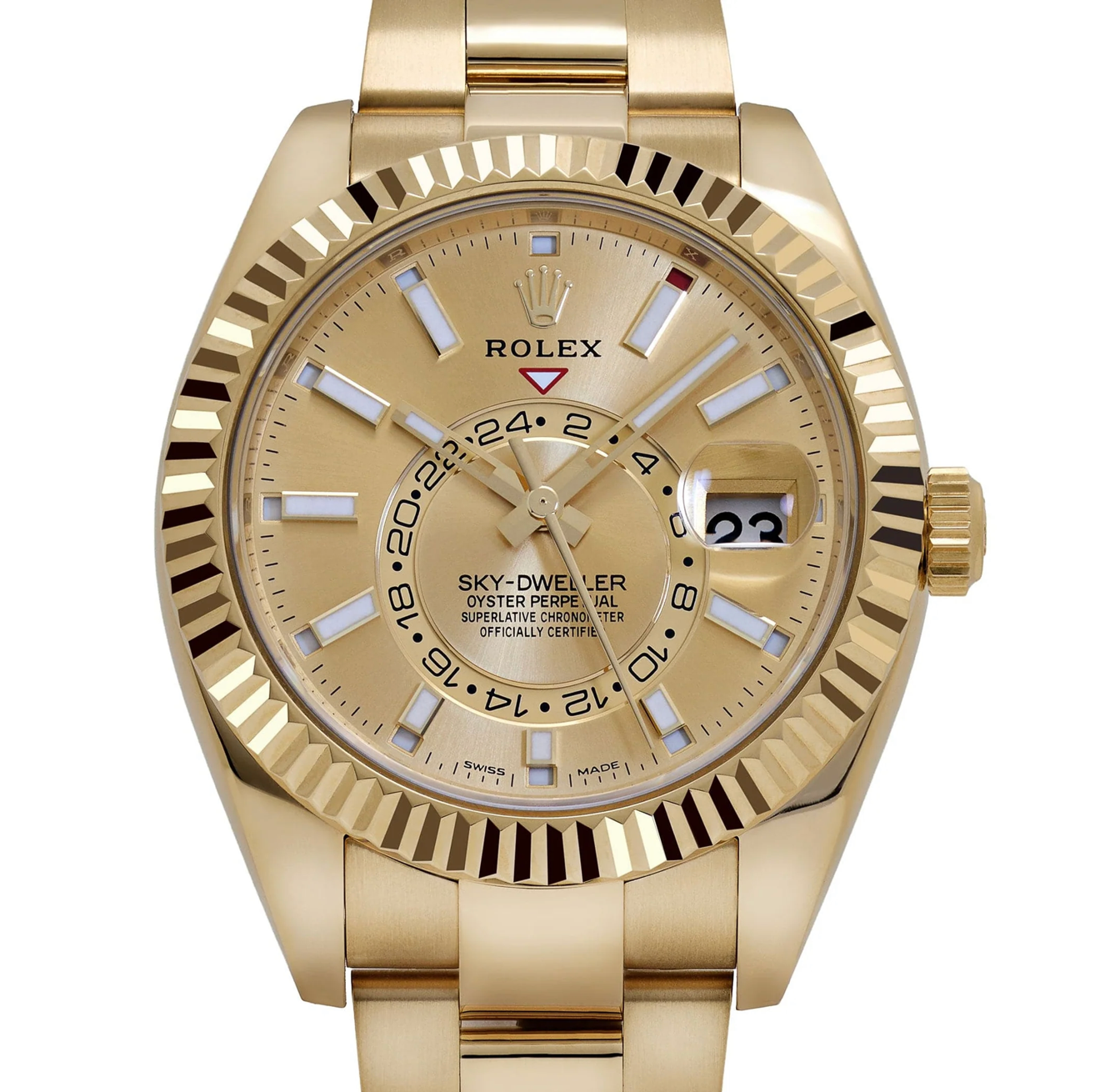 RLX Sky-Dweller 326938 Yellow Gold Champagne Dial Oyster