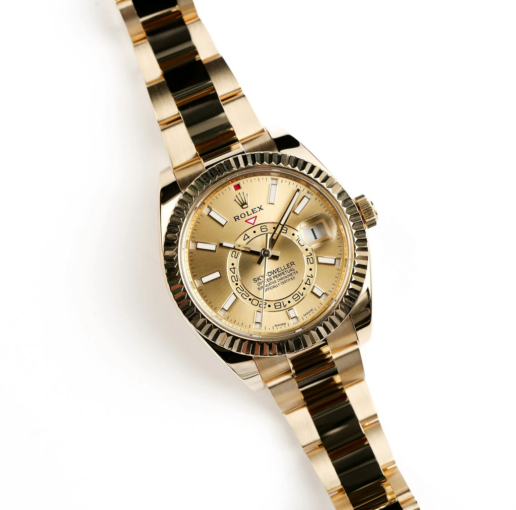 Rolex Sky-Dweller 326938 Yellow Gold Champagne Dial Oyster