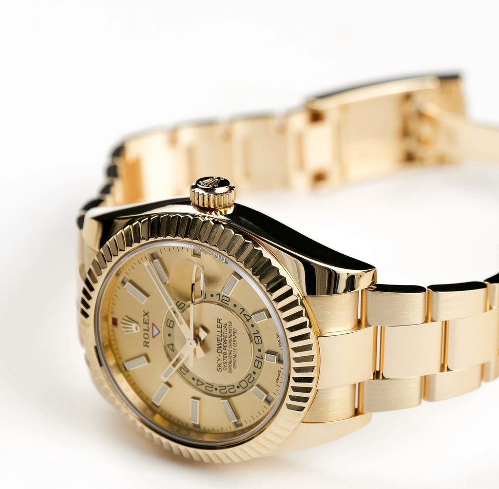 Rolex Sky-Dweller 326938 Yellow Gold Champagne Dial Oyster