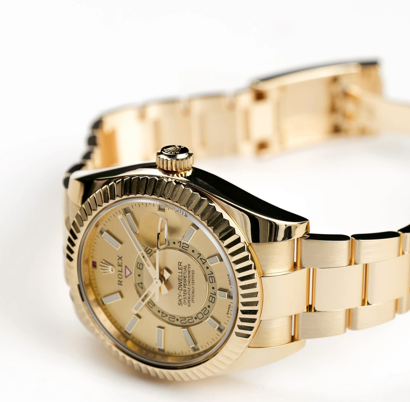 RLX Sky-Dweller 326938 Yellow Gold Champagne Dial Oyster