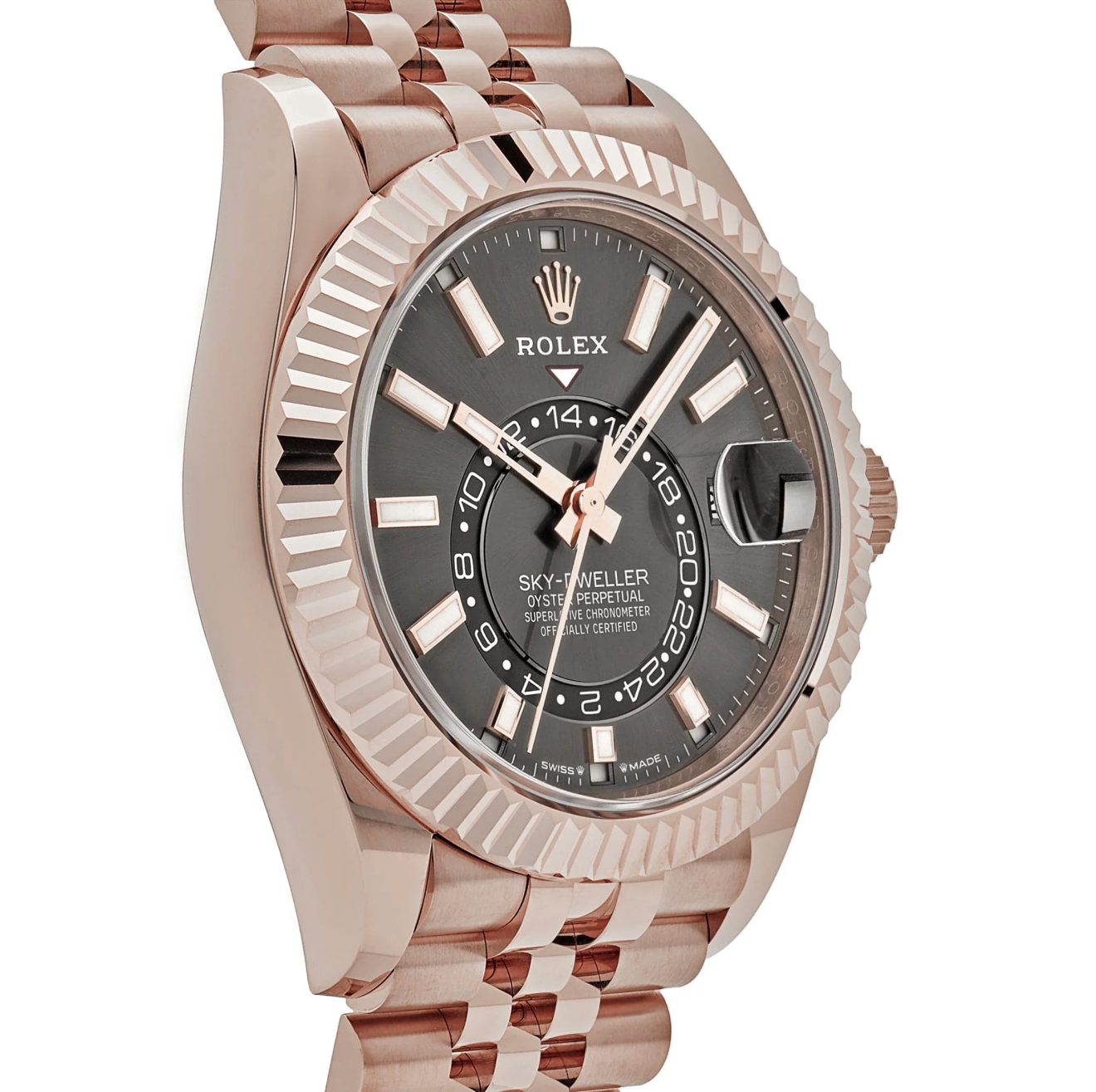 Rolex luxury travel watch slate dial Everose gold