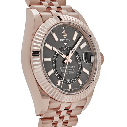 Rolex luxury travel watch slate dial Everose gold